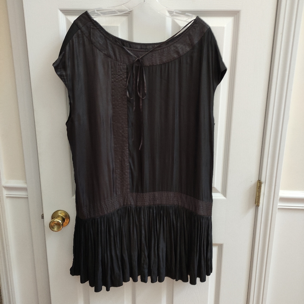 Allsaints All Saints Spitalfields Black Brown Drop Waist Top Dress US 6
